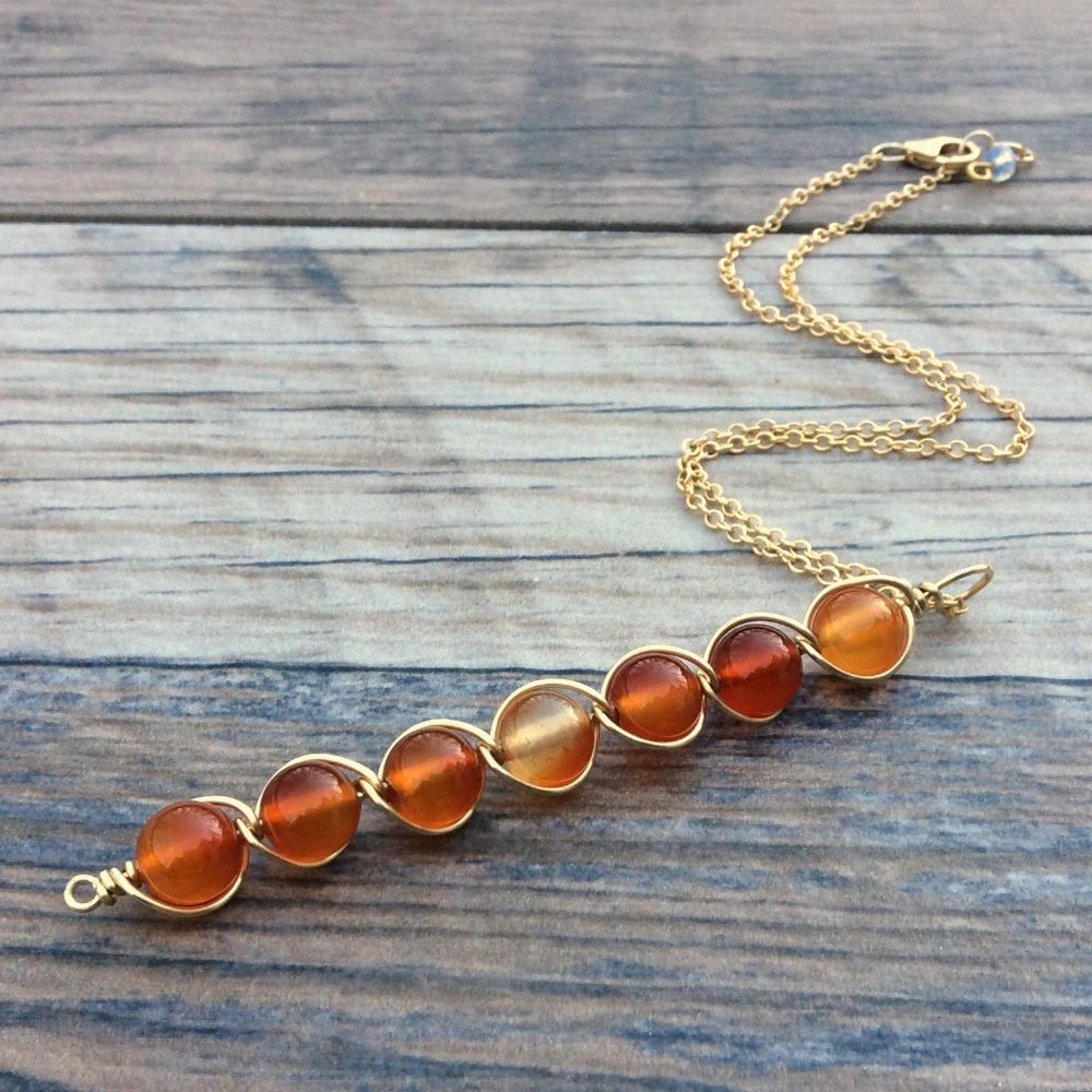 Carnelian necklace, Sacral chakra, 14k Gold filled, healing necklace
